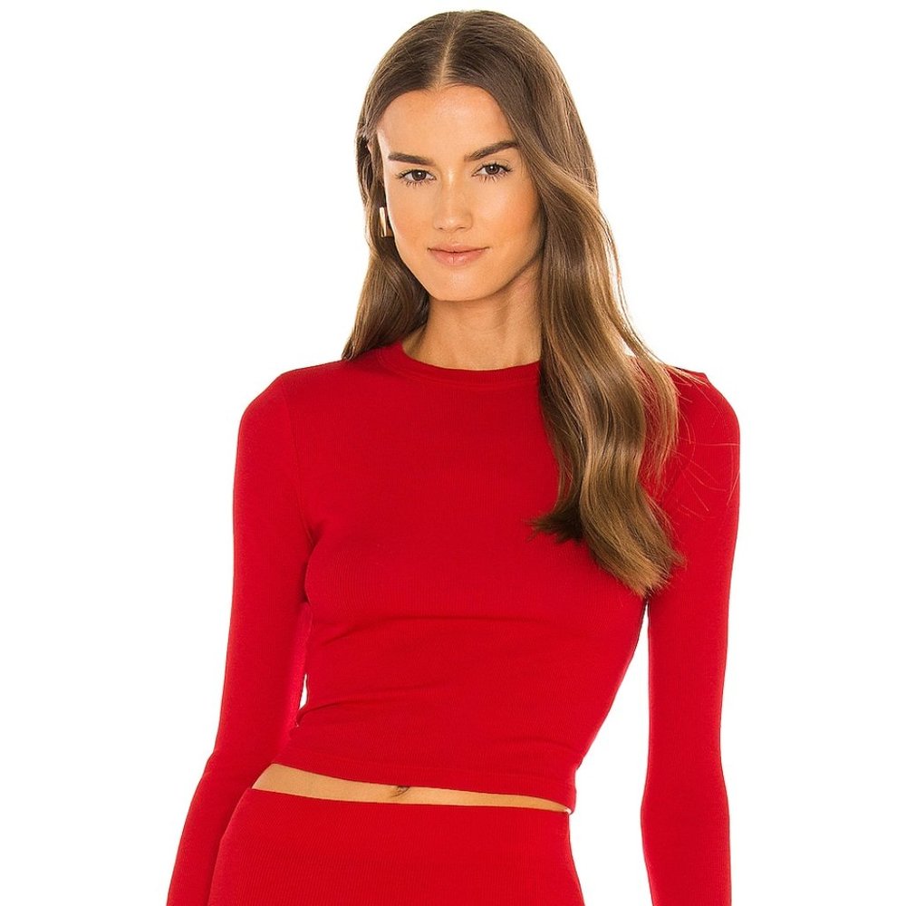 Cotton Citizen Verona Crop Long Sleeve in Cherry Size Small